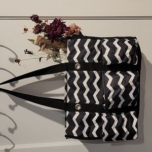 Thirty One Chevron Black and White Tote Bag